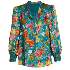 Alice + Olivia Sheila Floral Satin Blouse